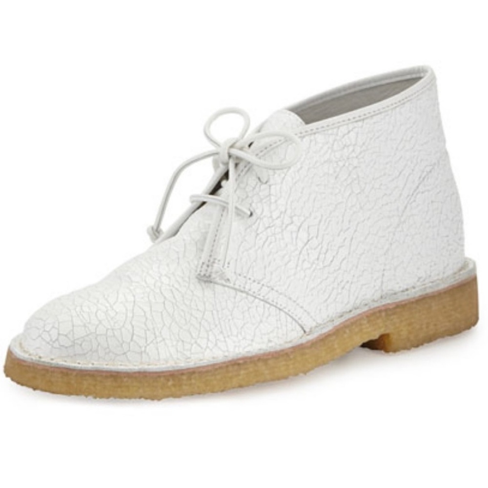 NWOT Tory Burch Bergen White Crackled Leather Bootie 7